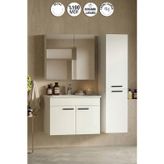 Petunya 80+35 Cm Beyaz Mdf Seramik Lavabolu Asma Banyo Dolabı Takımı