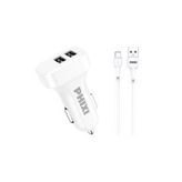 Phixi PCC511T Basic 2.1A Çift Çıkışlı Type-C USB Kablolu Araç Şarj Cihazı