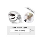 Phomemo Q5-R231 Saten, Beyaz Üzerine Siyah 12mmx2m (White) P12/ P12pro için Kurdele
