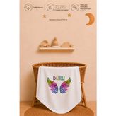 Pia Baby %100 Pamuk Isimli Kız Bebek Battaniyesi 80X80 cm Çift Kat Penye Organik Baskılı Isme Özel Bebek Battaniyesi Bebek Hediyesi - Ekru - 0 - 6 Ay