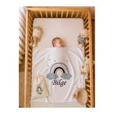 Pia Baby İsme Özel Erkek Bebek Battaniyesi %100 Pamuk 80X80 Cm Çift Kat Penye Ham Bez Kıyafet Kesesi Erkek Bebek Hediyesi