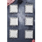 Piatti Naturali 6'lı Şık Tasarım Handmade Mermer Pasta Tabak Seti Sunum Seti Servis Tabakları Tatlı Tabağı 20cm