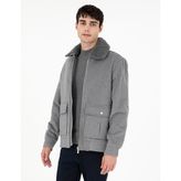 Pierre Cardin 50293328-VR024 Gri Yün Karışımlı Regular Fit Kaşe Erkek Mont