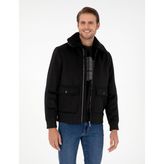 Pierre Cardin 50293328-VR046 Siyah Kaşe Erkek Mont