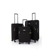 Pierre Cardin 6000 3'lü Set Siyah Ultra Light Hafif Lüx Kumaş Tekerlekli Valiz