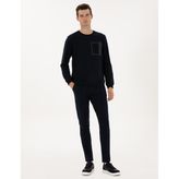 Pierre Cardin Erkek Lacivert Slim Fit Nervürlü Düz Paça Eşofman Altı 50317659-VR033 - XL