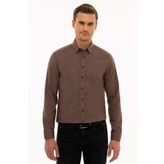 Pierre Cardin G021GL004.000.1112916 Kahverengi Slim Fit Uzun Kollu Erkek Gömlek
