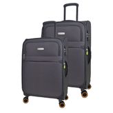 Pierre Cardin PC6000 Ultra Light Hafif Lüx Kumaş Büyük Boy Orta Boy Gri 2'li Valiz Seti