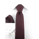 PİERRONİ Kendinden Desenli Bordo Mendilli Kravat