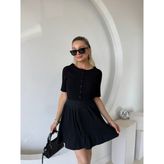 Piliseli Şortlu Etek - Siyah