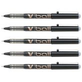 PILOT V-BALL 10 geniş uçlu, siyah, 5'li paket, sıvı mürekkep, tükenmez kalem