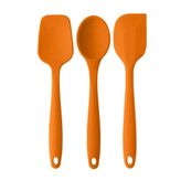 Pink Rose Bybirgül Büyük Boy Yanmaz Yapışmaz Silikon Spatula+Kaşık +Hamur Sıyırıcı Spatula Turuncu (3lü Set)