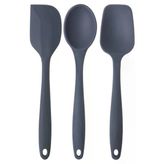 Pinkrose Büyük Boy Antrasit Silikon Spatula + Kaşık Set 3 Lü