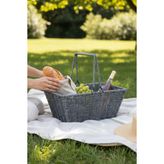 Plastik Örme Piknik Sepeti Dikdörtgen Gri