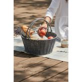 Plastik Örme Piknik Sepeti Yuvarlak Gri