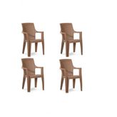 Plastik Sandalye 4 Adet Gold Balkon Bahçe Kamp Mobilya (kahve Rengi) Xömbx98
