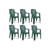 Plastik Sandalye 6 Adet Gold Koltuk Balkon Bahçe Kamp Mobilya ( Yeşil) Xömbx98