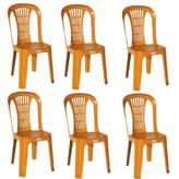 Plastik Sandalye 6 Adet Kolsuz Balkon Bahçe Kamp Mobilya (kahve Rengi) Xömbx98