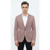 Plus Scorpion Açık Pembe Erkek Italyan Kesim Blazer Ceket – Kol Yamali, Slim Fit, Şık ve Modern Tasarım - 6 Drop - 48