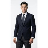 Plus Scorpion Erkek Blazer Ceket Twill Dokuma Likralı Notch Yaka 1 Düğmeli Çift Yırtmaçlı Slim Fit - 48 - 6 Drop - Lacivert