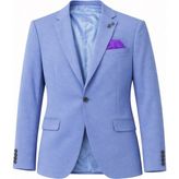 Plus Scorpion Erkek Pamuklu Penye Likralı Tek Düğmeli Çift Yırtmaçlı Blazer Ceket - 46 - 6 Drop - Mavi