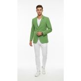 Plus Scorpion Erkek Slim Fit Blazer Ceket Tek Düğmeli Çift Yırtmaçlı Torba Cepli Yarım Astarlı - 48 - 6 Drop - Yeşil