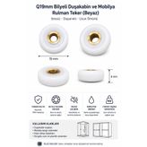 plutus yapı Çap 19mm Bilyeli Duşakabin ve Mobilya Rulman Teker (Beyaz)