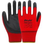 Pn5 Zebra Polyester Örme Nitril Eldiven No:10- 12 Çift - Kırmızı - Siyah