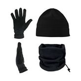 Polar Bere Boyunluk ve Polar Eldiven - 3'lü Set - Siyah