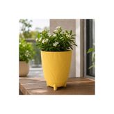 Poliwork Dekoratif Ayaklı Saksı Luna 18 Tall 4 LT 24x19 cm Çizgili Modern Plastik Saksı İç ve Dış Mekan Kullanımı