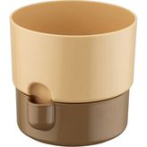 Poliwork Dora Saksı 1 Lt – 13x12 cm Su Hazneli Modern Çiçek Saksısı - Kahverengi