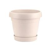 Poliwork Tabaklı Plastik Saksı 1,1 Lt – 13 cm Yuvarlak Modern Çiçek Saksısı - Sütlü Kahve