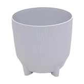 Poliwork Yuvarlak Saksı Ayaklı Sarı 5 Lt – 20.8x20.5 cm İskandinav Tarzı Modern Ayaklı Saksı - Gri