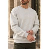 Polo State Erkek Bisiklet Yaka Oversize Dikiş Detaylı Basic Sweatshirt - Kar Melanj