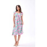 Pomeya 5370 Elbise-Pembe Gül Desen