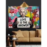 Pop Art Albert Einstein Aşk Sözleri Dekoratif Kanvas - Mdf Ahşap Tablo