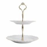 Porland 21 cm Queen Altın Yaldız 2 Katlı Kurabiye Tabağı