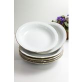 Porland Altın Yaldızlı Porselen 6'lı 19 cm Çukur Yemek Tabak