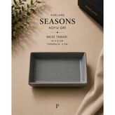 Porland Seasons Gri Meze Tabağı Porselen Servis Tabağı Yemek Tabağı - 8x14 cm - Koyu Gri