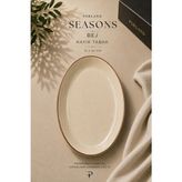 Porland Seasons Kayık Tabak 31X24 cm Porselen Oval Sunum Tabağı Servis Tabağı Yemek Servisi - 1 Adet - Bej
