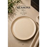 Porland Seasons Koyu Gri/bej Düz Tabak 24 cm Porselen Servis Tabağı Yemek Tabağı - 1 Adet