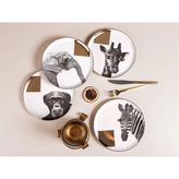 Porland Wild Life 20CM Altın/Platin Desenli 4 Kişilik Pasta Takımı Şık Porselen Set