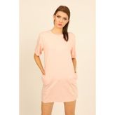 Pormago Kadın Oversize Pembe Mini Elbise - Açık Pembe