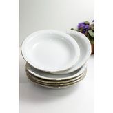 Porselen Çukur Yemek Tabak 12'li Altın Yaldızlı 19 cm - Beyaz - 19cm