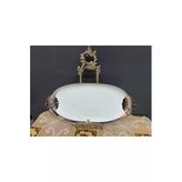 Porselen Oval Gümüş Sunum Tepsisi 41 Cm Gümüş
