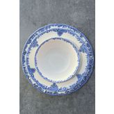 porselenden Antique Baby Blue 24 Parça 6 Kişilik Premium Porselen Yemek Takımı Özel Vintage Mavi Çiçek