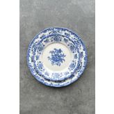 porselenden Antique Baby Blue 6 kişilik 19 cm Özel Tasarım Premium Porselen Pasta Tabağı Takımı Mavi Çiçek Desen