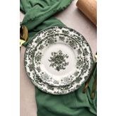 porselenden Antique Green 6 kişilik 19 cm Özel Tasarım Premium Porselen Pasta Tabağı Takımı Yeşil Çiçek Desenli