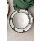 porselenden Antique Green 6 kişilik 21 cm Özel Tasarım Premium Porselen Çukur Yemek Tabağı Takımı