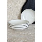 porselenden Modern Gümüş Krem 4 Kişilik 19 Cm Porselen Çukur Yemek Tabağı Seti